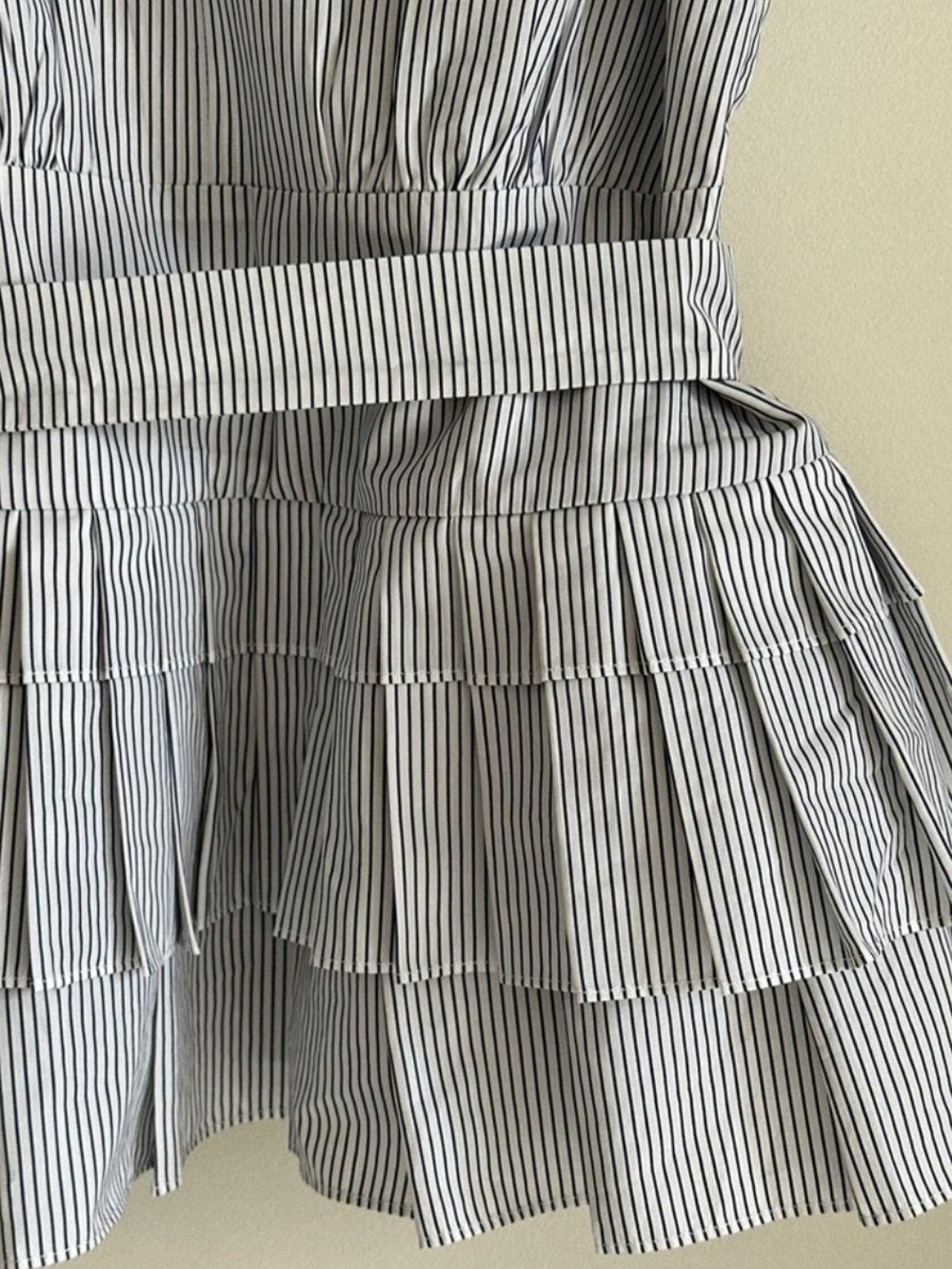 MARNI Striped Pleated Peplum Belted Cotton Top — IT 42 (US 6–8) - Picture 4 of 12